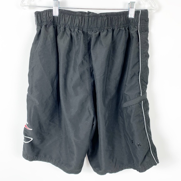 Surf Style Medium Swim Trunks Black Lined Wear - Picture 2 of 4